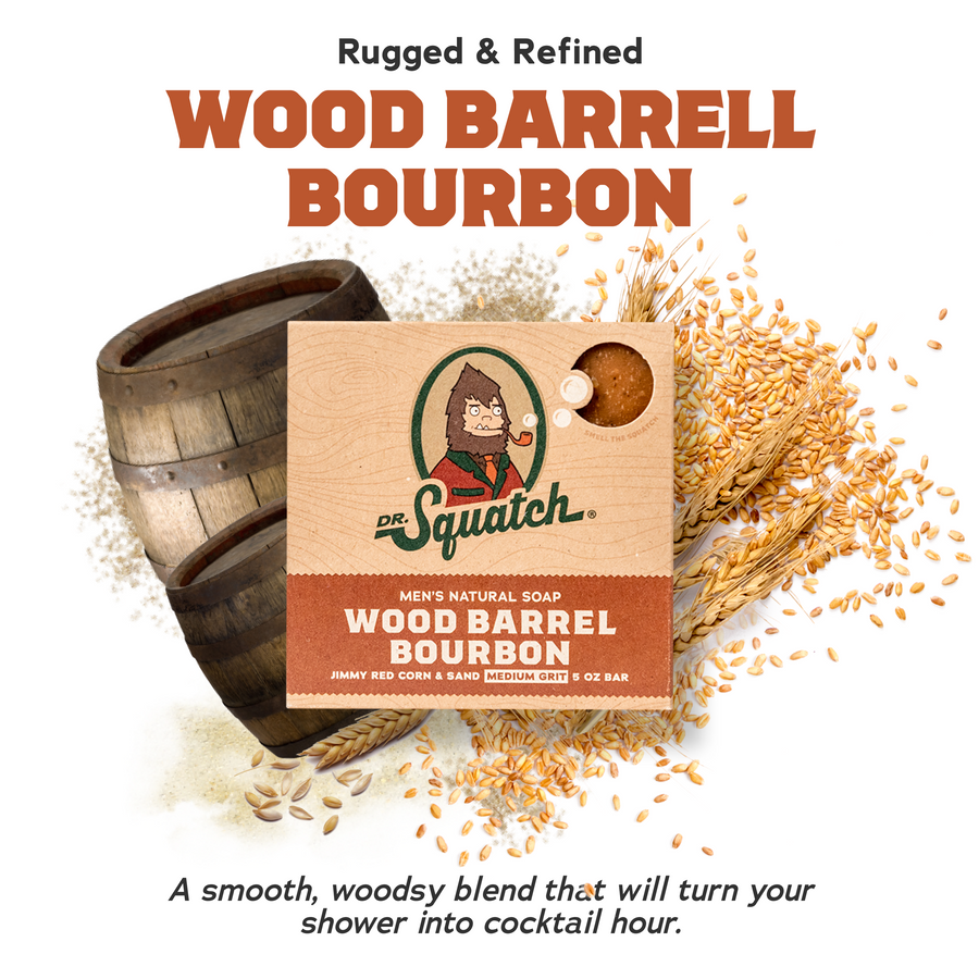 4-Pack Wood Barrel Bourbon Natural Bar Soap
