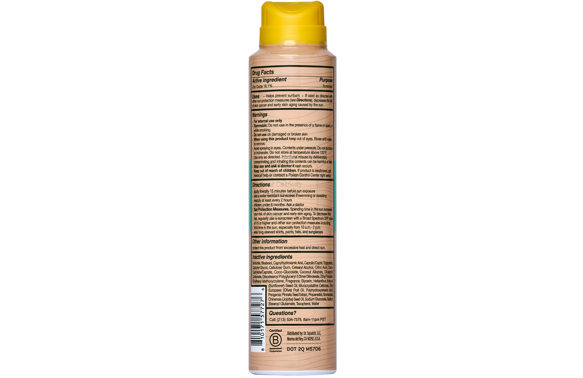 Dr. Squatch Spray Sunscreen | SPF 30 UVA/UVB Protection | Non-Greasy Mineral Sunscreen for Men