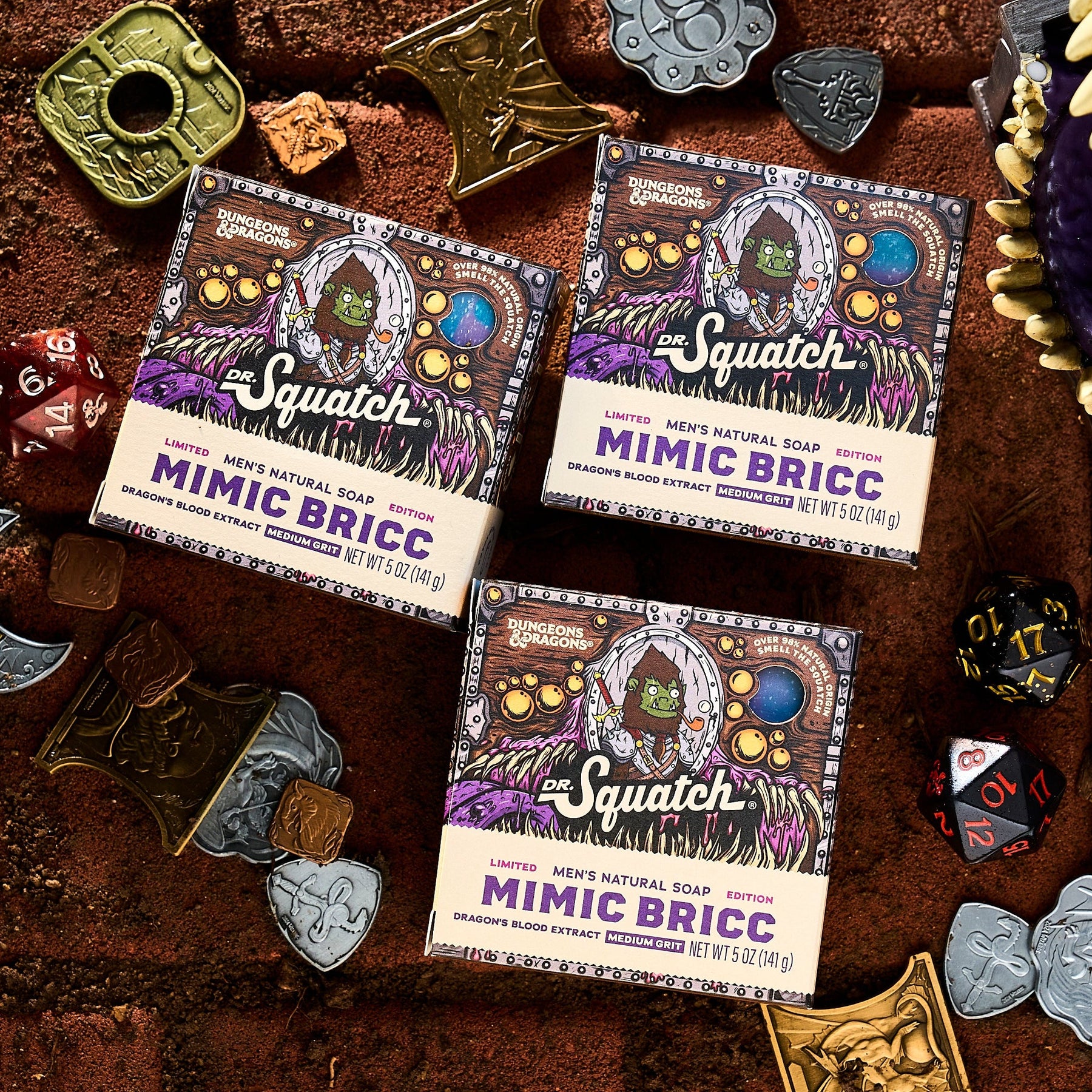Dungeons & Dragons Mimic Bricc 3-Pack - Dr. Squatch Exclusive Limited Edition Bar Soap