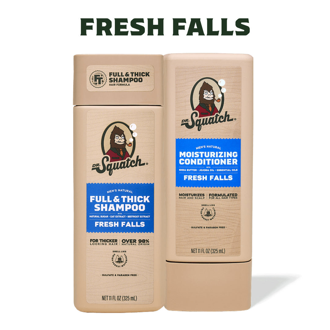 Dr. Squatch Hair Care Kit + Free Scalp Scrubber | Full & Thick Shampoo | Moisturizing Conditioner | Natural Products for Men