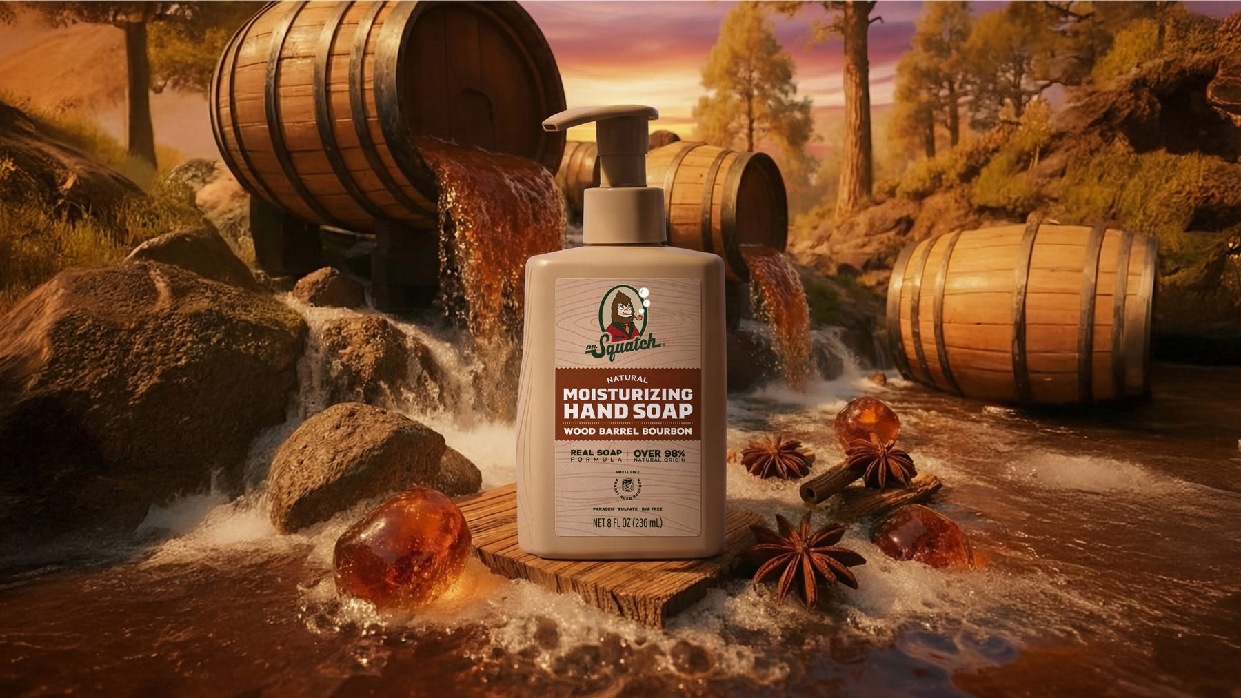 Wood Barrel Bourbon Hand Soap