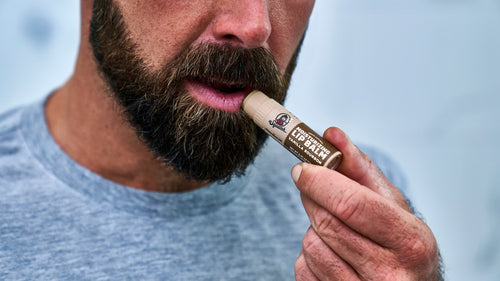 Dr. Squatch 4-Pack Vanilla Bourbon gift set being used