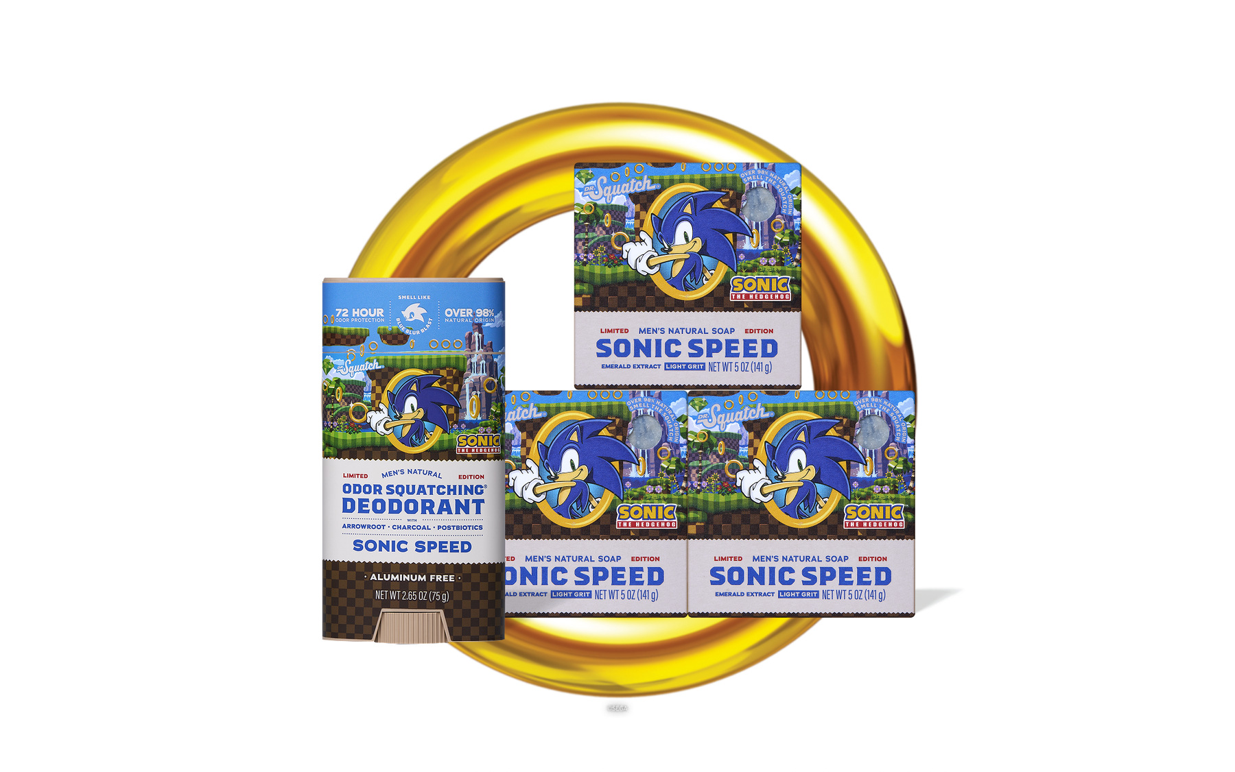 Sonic Speed Super Pack - Dr. Squatch Exclusive Limited Edition Bar Soap and Deodorant Bundle